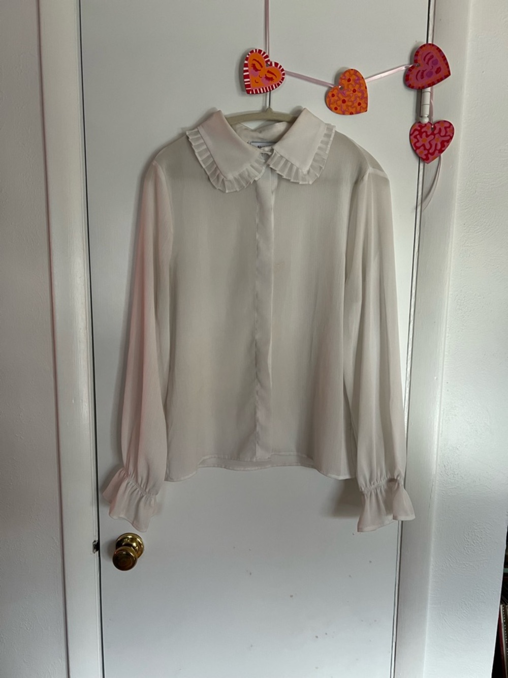 RIHOAS Cream Ruffle Collar Blouse